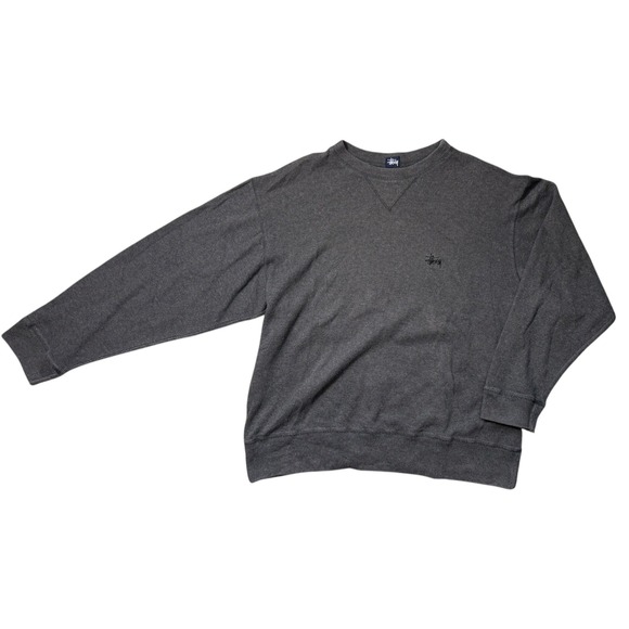 Stussy Other - Stussy Mens XL Charcoal Grey Thermal Ribbed Crewneck Logo